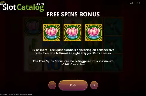 Free Spins screen. Happy Rooster slot