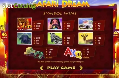 画面2. Safari Dream (サファリ・ドリーム) カジノスロット