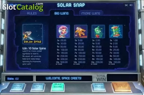 画面4. Solar Snap (ソーラー・スナップ) カジノスロット