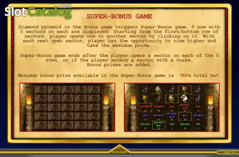 Super Bonus Game screen. Aztec Century slot