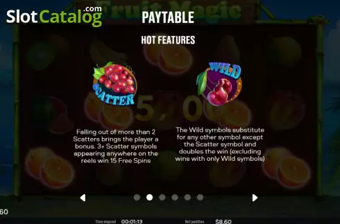 Game Features screen 2. Fruit Magic (Chilli Games) slot