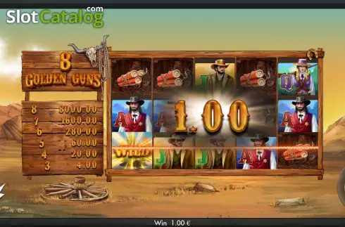 Win screen 2. 8 Golden Guns slot