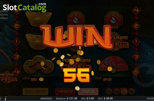 Win screen. Fortunes of China slot