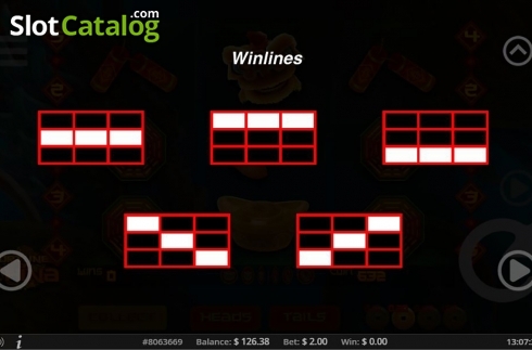 Paytable 3. Fortunes of China slot