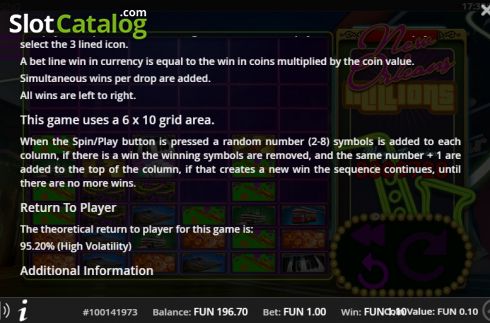 Game rules 2. New Orleans Millions slot