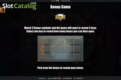 Bonus game screen. The Vault (Concept Gaming) slot