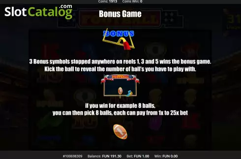 Game Features screen 2. Mega Football slot