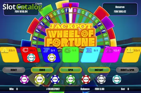 Game screen. Jackpot Wheel of Fortune slot