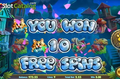 Free Spins screen. Giovanni's Cat slot