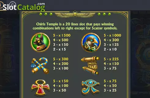 Captura de tela5. Osiris Temple slot