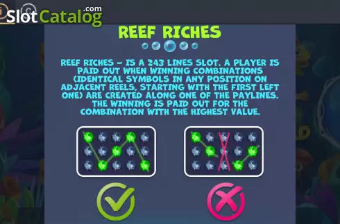 PayLines screen. Reef Riches slot