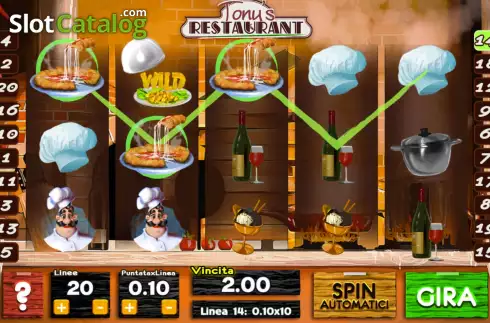 Game screen. Tony’s Restaurant slot