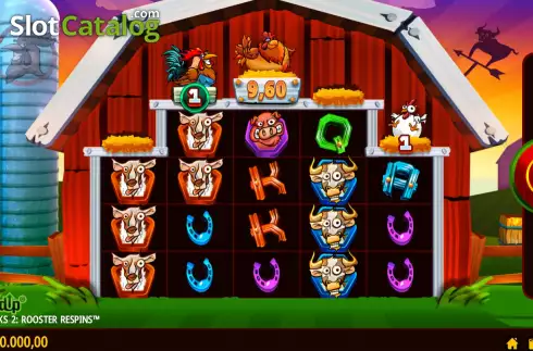 Game Screen. Lucky Clucks 2: Rooster Respins slot