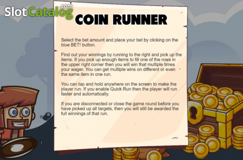 Information screen. Coin Runner slot