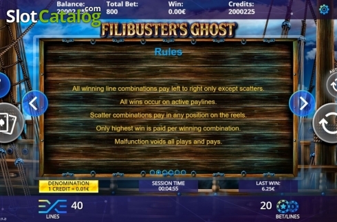 Game Rules. Filibusters Ghost slot