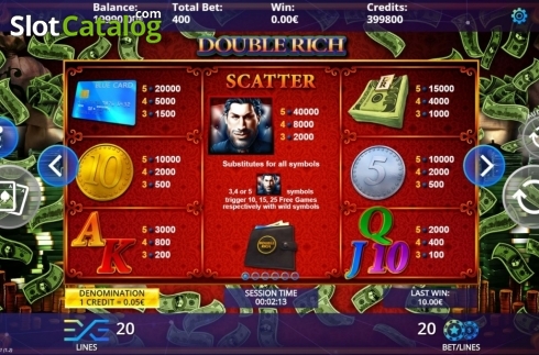 Paytable. Double Rich slot