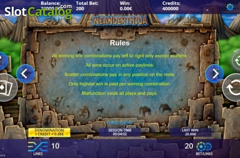 Game Rules. Neanderthida slot