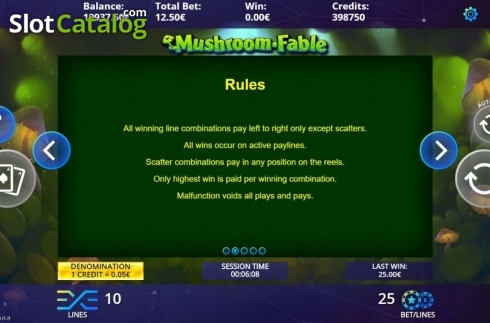 Game Rules. Mushroom Fable slot