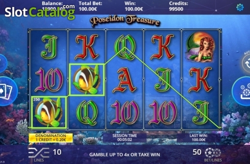 Win Screen. Poseidon Treasure slot