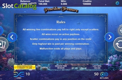 Game Rules. Poseidon Treasure slot