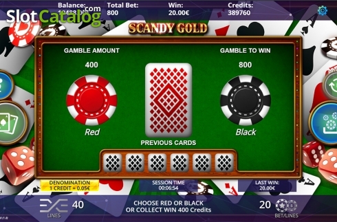 Gamble game screen. Scandy Gold slot