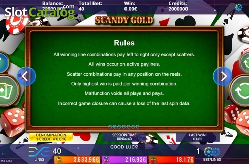 Paytable 2. Scandy Gold Fruits Jackpot slot