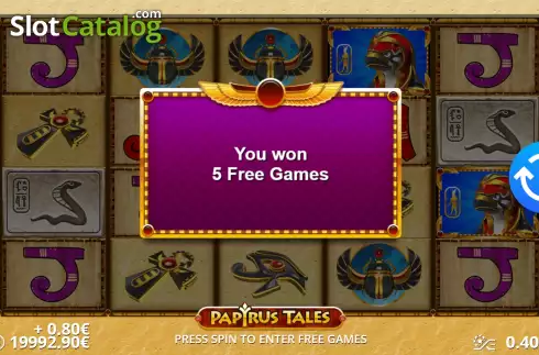 Free Spins Win Screen 2. Papyrus Tales slot