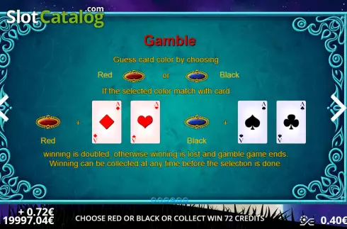 Gamble Feature screen. Lucky Witch 777 slot