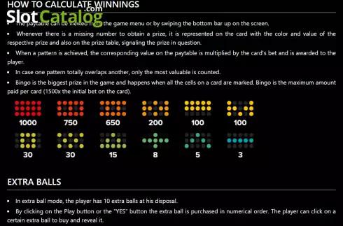 Game Rules screen 2. Dragon Bingo slot