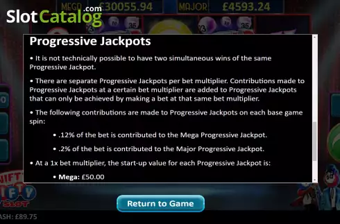 Jackpots Screen. The Nifty Fifty slot