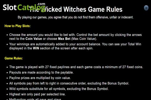 Game rules 1. The Wicked Witches slot