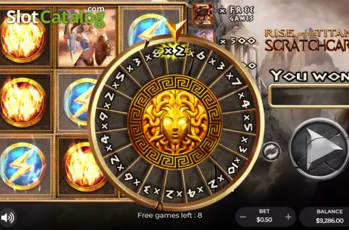 Win screen 2. Rise of the Titans Scratchcard slot