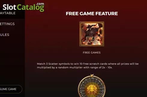 Free game feature screen. Rise of the Titans Scratchcard slot