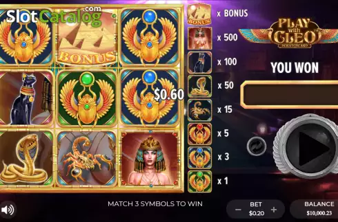 Win screen 2. Play With Cleo Scratchcard slot