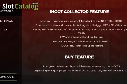 Collector Feature screen. Make You Rich slot