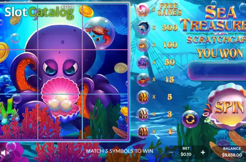 Game screen. Sea Treasures Scratchcard slot