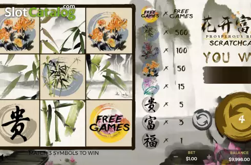 Ekran3. Prosperous Bloom Scratchcard yuvası