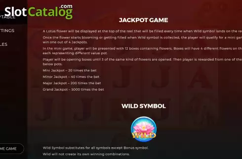 Jackpot Game screen. Oriental Flower slot