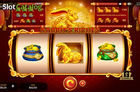 Win screen. Rabbit's Riches slot