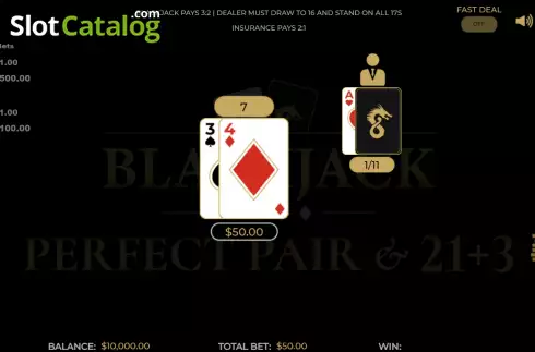 Скрин2. Blackjack Perfect Pair & 21+3 слот