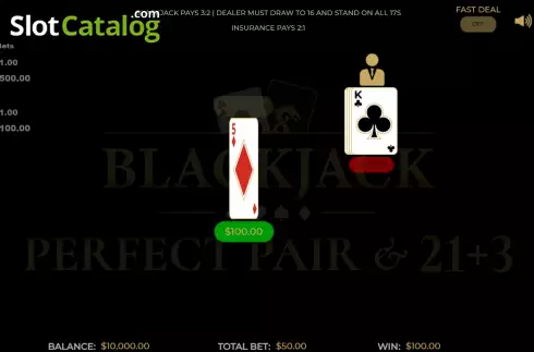 画面3. Blackjack Perfect Pair & 21+3 カジノスロット