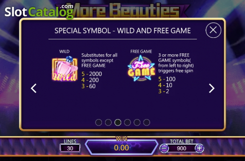 Paytable 3. More Beauties slot