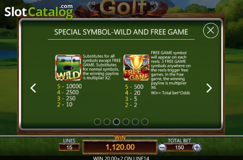 Paytable 3. Golf slot