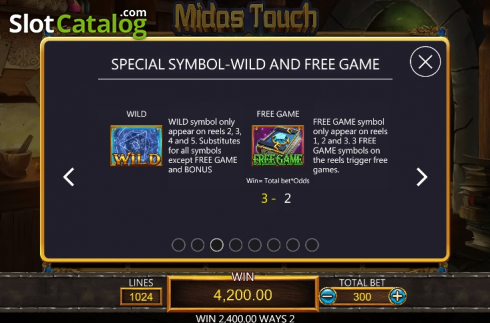 Paytable 3. Midas Touch (Dragoon Soft) slot
