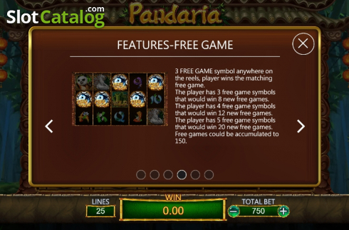 Paytable 4. Pandaria slot
