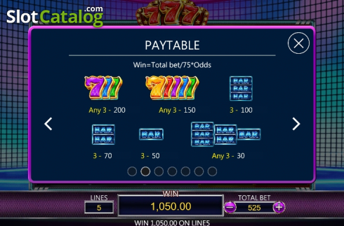 Paytable 2. 777 (Dragoon Soft) slot