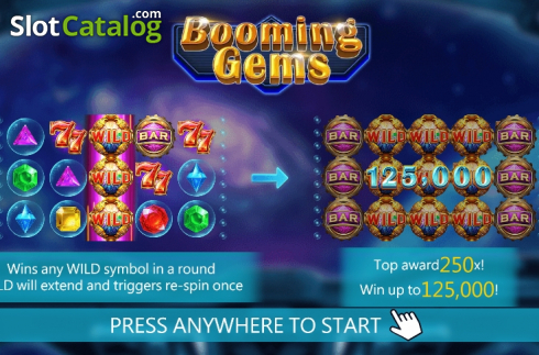 Start screen 1. Booming Gems slot
