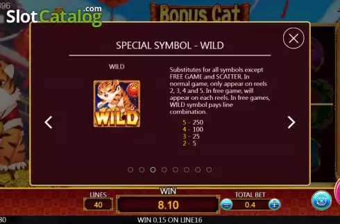 Wild screen. Bonus Cat slot