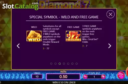 Special symbols screen. Diamond 7 (Dragoon Soft) slot
