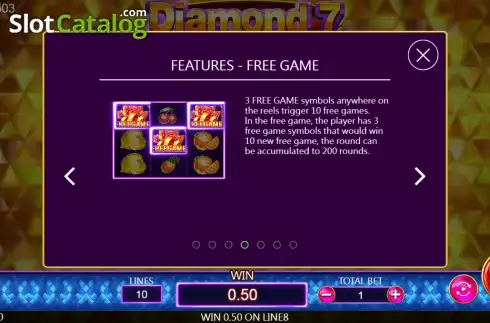 Free Game screen. Diamond 7 (Dragoon Soft) slot